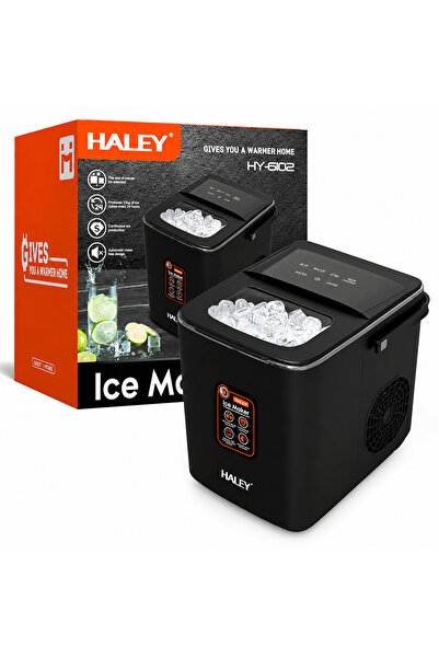 HALEY Mașină de Gheață HY-6102, 100W, 12 Kg/24h, 9 Cuburi/Ciclu, Rezervor 1.8...