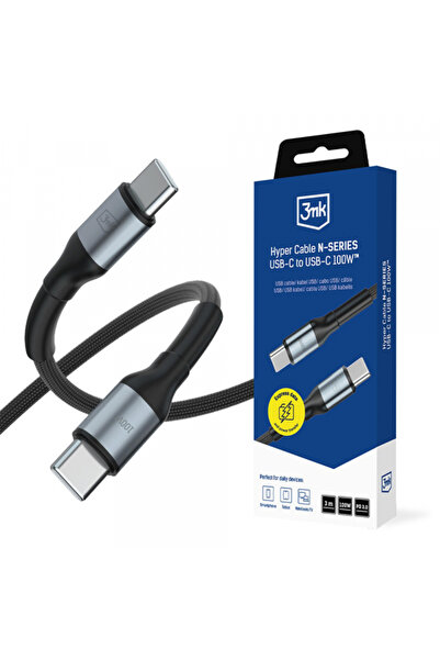 3MK Cablu Date si Incarcare USB-C - USB-C Hyper N, 100W, 3m, Negru