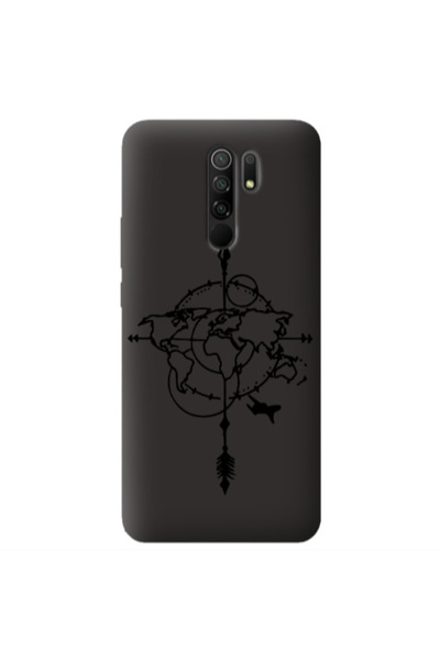 Other Xiaomi Redmi 9 Old Map Black Colored Silicone TPU Θήκη