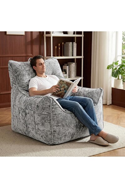 Garvee Chenille Bean Bag Chair with Armrests, Shredded Foam Filled Lazy Sofa,...