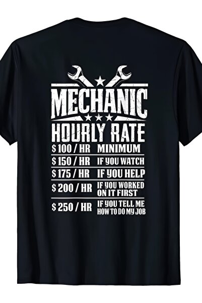212Wear Funny Mechanic Hourly Rate Joke $100-$250 Hr Automotive Pricing Scale...