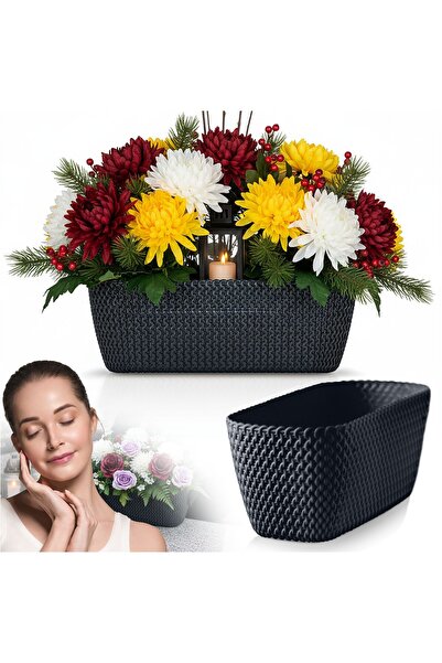 EDANTI Jardinieră tip jgheab pentru cimitir, pentru All Saints, 29,7 cm, antr...
