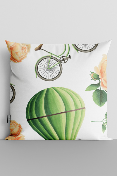 TicaretJet Bicycle, Flying Balloons and Flowers Double Sided Digital Printed ...