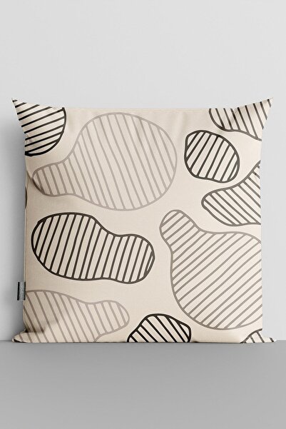 TicaretJet Abstract Shapes Double Sided Digital Printed Pillow Throw Pillow C...