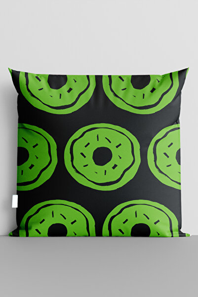 TicaretJet Green Fruit Slices Double-Sided Digital Printed Pillow Cover - 7216