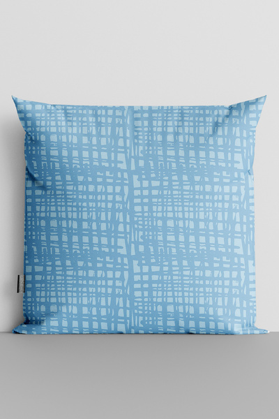 TicaretJet Blue Mixed Lines Double Sided Digital Printed Throw Pillow Cover -...