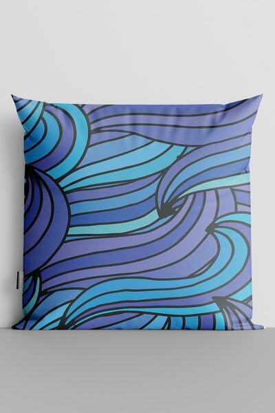 TicaretJet Abstract Shapes Double Sided Digital Printed Pillow Throw Pillow C...