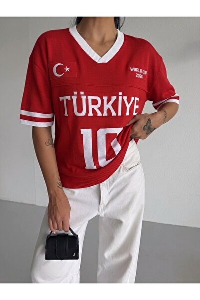 Buteks V-Neck Turkey World Cup Special Moon Star Design Team Cotton Knitwear