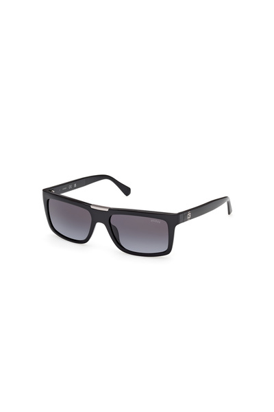 Guess Shiny Black Uv400 Injected Male Sunglasses
