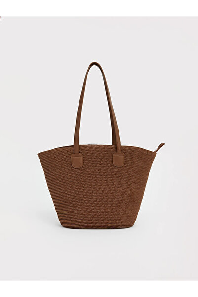 LC Waikiki LCW ACCESSORIES Μπεζ γυναικεία ψάθινη τσάντα παραλίας