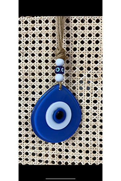 El Yapımı Mavi Cam Nazar Boncuklu Mandala Duvar Süsü 13x12 cm