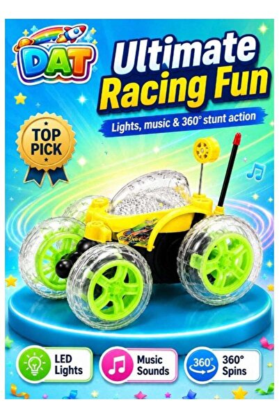 DAT RC Stunt Car with LED Wheels & 360° Flips, Remote Control Tumbling Trick ...