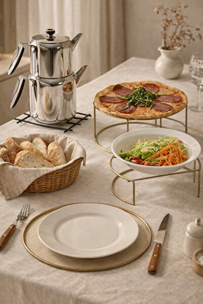 Edora Home Set of 3 Black Trivets, Matte Gold 6-Piece Trivets, Matte Gold Dou...