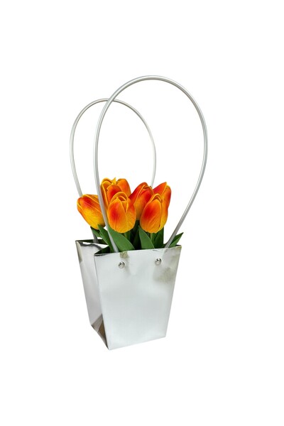 OEM Set Pachete pentru Flori Hârtie Argintiu 12x12x8 cm