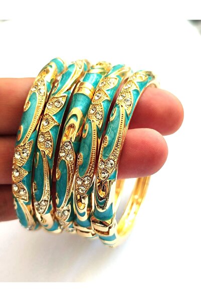 Umrece Pink-Ecru-Turquoise-Red-Orange Stone Enamel Handcuffs 18cm (Price Is f...