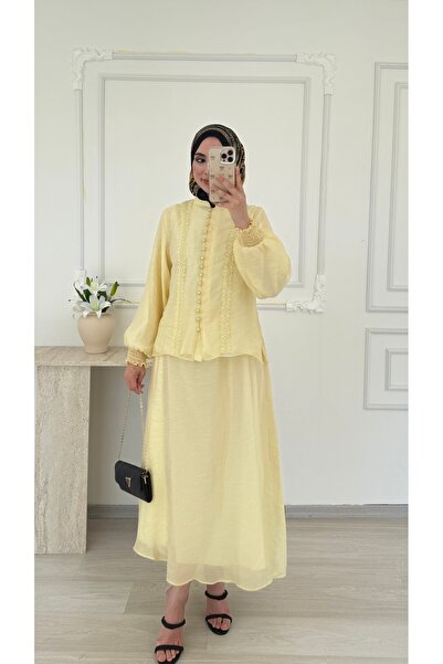 salisburys Molly Nelly Women's Button and Lace Voile Stylish Skirt Suit