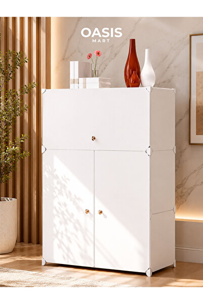 OASIS MART 6-Tier Plastic Shoe Organizer Cabinet with Doors | Large Capacity ...