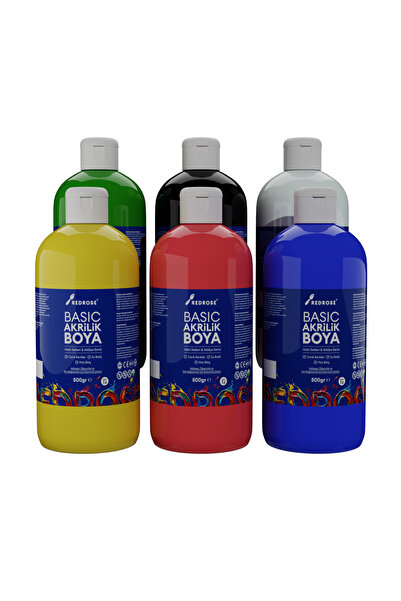 Red Rose Ana Renkler Basic Akrilik Boya 6’lı Set 6x500gr