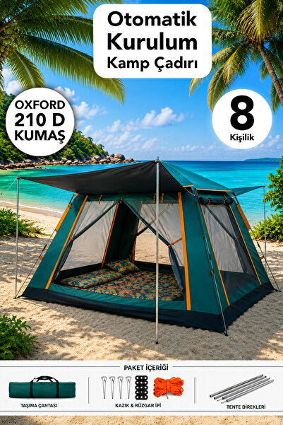 Fischer One 8 Kişilik Kamp Çadırı - Otomatik Kurulum Oxford 210 D Kumaş Bahçe...