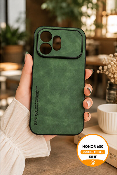TechTrove Honor 600 İçin Uyumlu Deri Tasarımlı Elde Kaymaz Sararmaz Tozlanmaz...