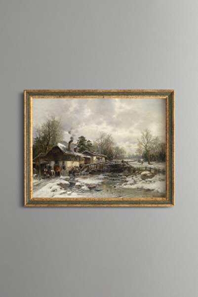 epiqart Blacksmith in Winter - Vintage Patterned Painting - Fine Model