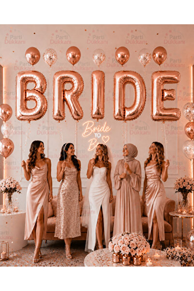 Parti Dükkanı Bride Rose Gold Folyo Harf Balon Seti 40’’ (100 cm) – 5 Adet BR...