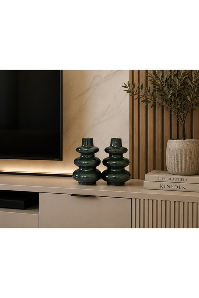 Handyol Stone Powder Modern Decorative Vase Set of 2 |   Minimalist Coffee Ta...