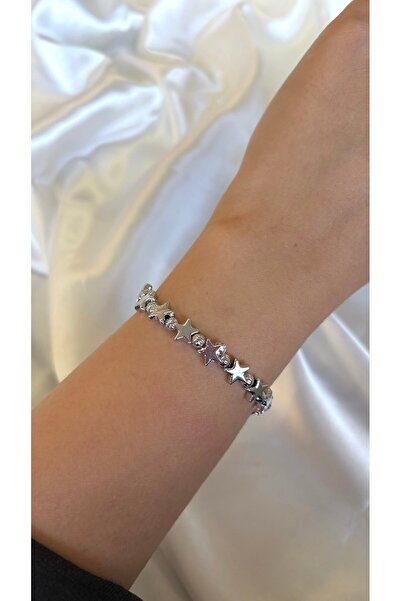 Eylülün Takısı Women's Silver Color Star and Bead Model Bracelet