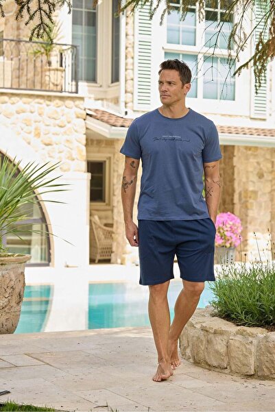 Relax Mode Erkek Penye Laci Kısa Şortlu Pijama Takımı - 6170-11R