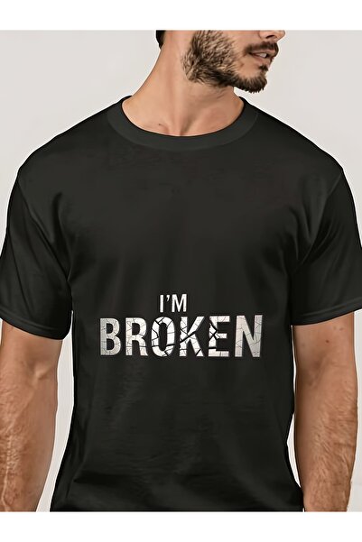 12 Teknoloji تي شيرت رجالي بتصميم 'I'M Broken' - تصميم مميز، مادة عالية الجود...