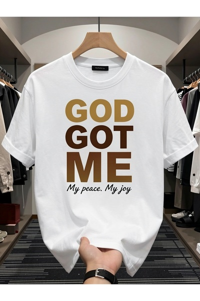 BASEPULSE قميص رجالي مناسب لجميع المواسم - مطبوع عليه 'God Gave Me My Peace' ...
