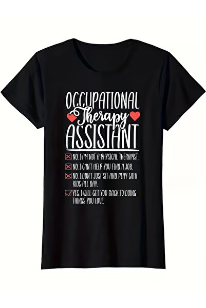12 Teknoloji تي شيرت بطباعة حروف وياقة دائرية من Occupational Relax Assistant...
