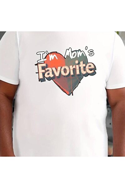 12 Teknoloji Men's T-Shirt, "I'm Mom's Favorite" Lettering, Summer Short Slee...