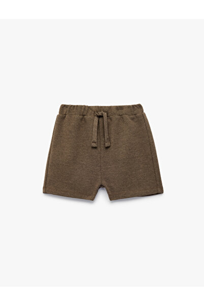 Koton Basic Shorts with Lace-Up Cotton Blend Texture at the Waist