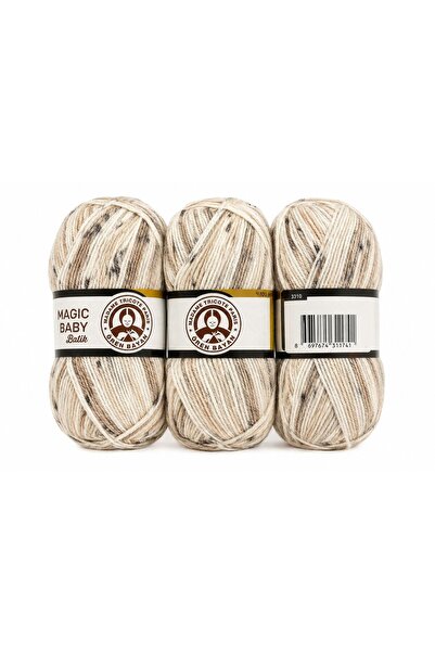 Ören Bayan MAGİC BABY Kahverengi Ebruli El Örgü İpi (3 Adet) - Renk: 405