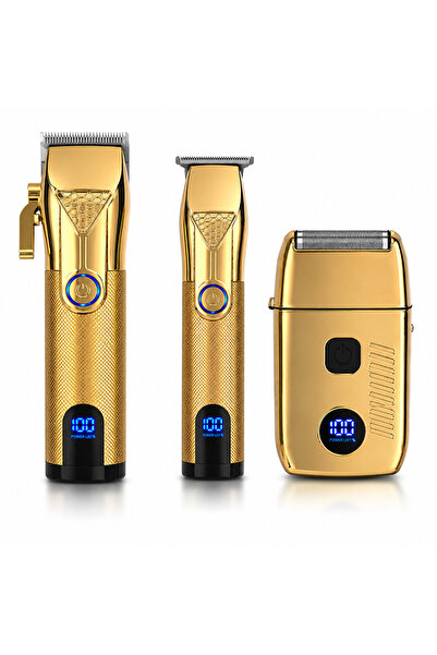 AVYRA Set 3 in 1 Aparat de Tuns + Trimmer + Aparat de Ras Profesional Auriu -