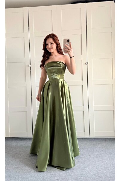 ayşenur Dinçer butik Cindirella Abiye Haki Yeşil