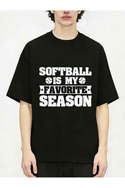 BASEPULSE تيشيرتات رجالية من Humor Softball Is My Favorite Season برقبة دائري...