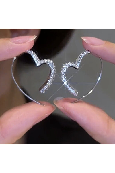 Choice WA0771-1 New Exquisite Personality Silver Color Zircon Heart-shaped Ho...