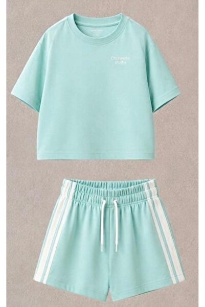 ciklet kids Girl's Shorts and Striped Top Set