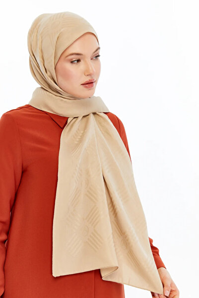 Valentino Orlandi 60% Floss 40% Cotton Logo Match Pattern Shawl_Beige