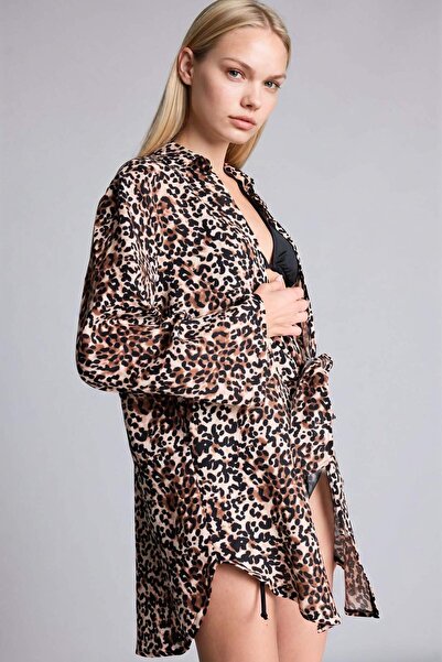 DeFacto Regular Fit Animal Patterned Muslin Beachwear H3055Ax26Sp