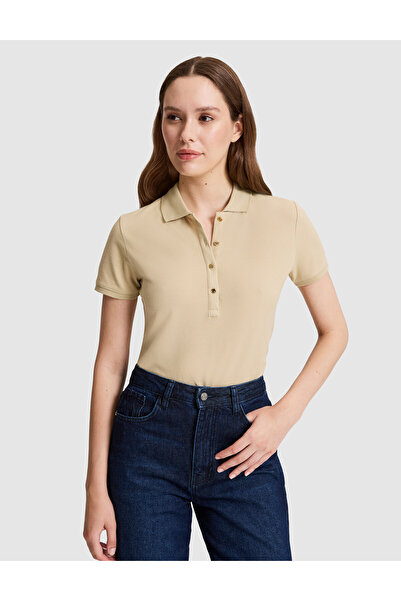 Pierre Cardin Beige Slim Fit Cotton Polo Collar Basic T-Shirt 50325456-Vr011