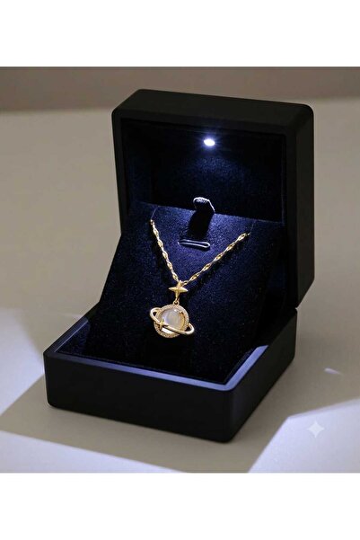HKN AVM ACCESSORİES Işıklı Hediye Kutulu Opal Taşlı Çelik Kararmaz kolye doğum Günü Hediyesi Sevgilier Günü Hediyesi advent calendar