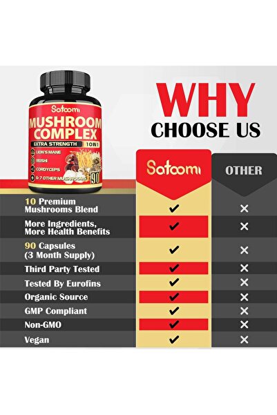 Top Choice Satoomi Mushroom Complex Extra Strength 5000 Mg 90 Capsules