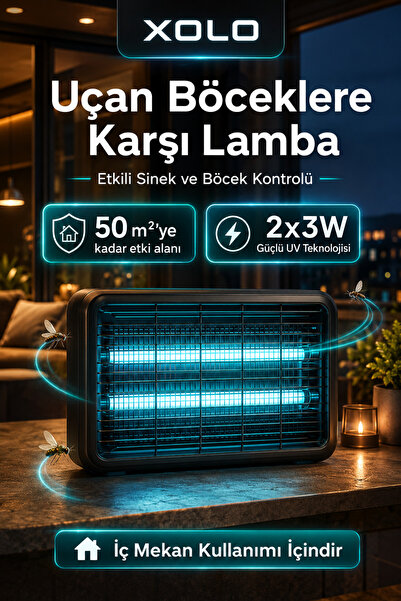 xolo Sinek Böcek Cız 2x3W UV Işıklı Sinek ve Uçan Haşere Lambası 50 m² Uv Led...