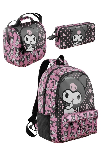 kuromi Licensed Pink 3-Piece Primary School Bag Set 3161Setpink