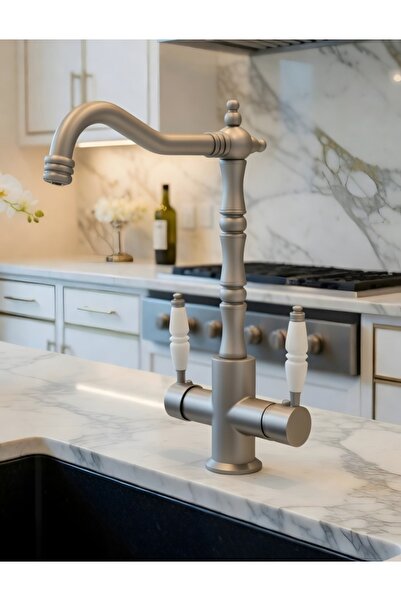 Flora İnox Rustic 3-Way Purified Kitchen Faucet – Hot/Cold + Purified Water O...