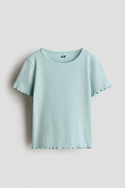 H&M تي شيرت مضلع بحواف مطرزة