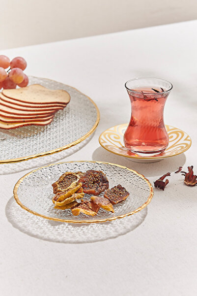 Paşabahçe طبق زجاجي بلوري ذهبي 16 سم، 1 قطعة